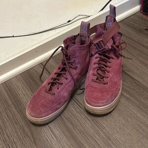 Nike AirForce One purple mid sneakers